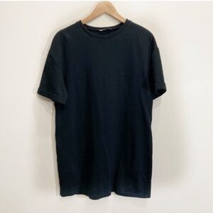 Zara Sweatshirt Tunic Dress Size Medium Black Loose Minimalist Oversized